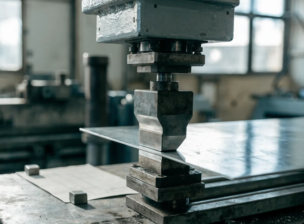 Press brake folding a galvanised sheet